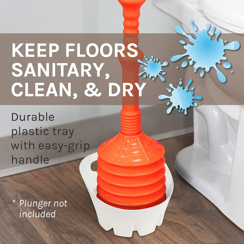 JS Jackson Supplies Universal White Plastic Drip Tray for Toilet Plunger - Image 3